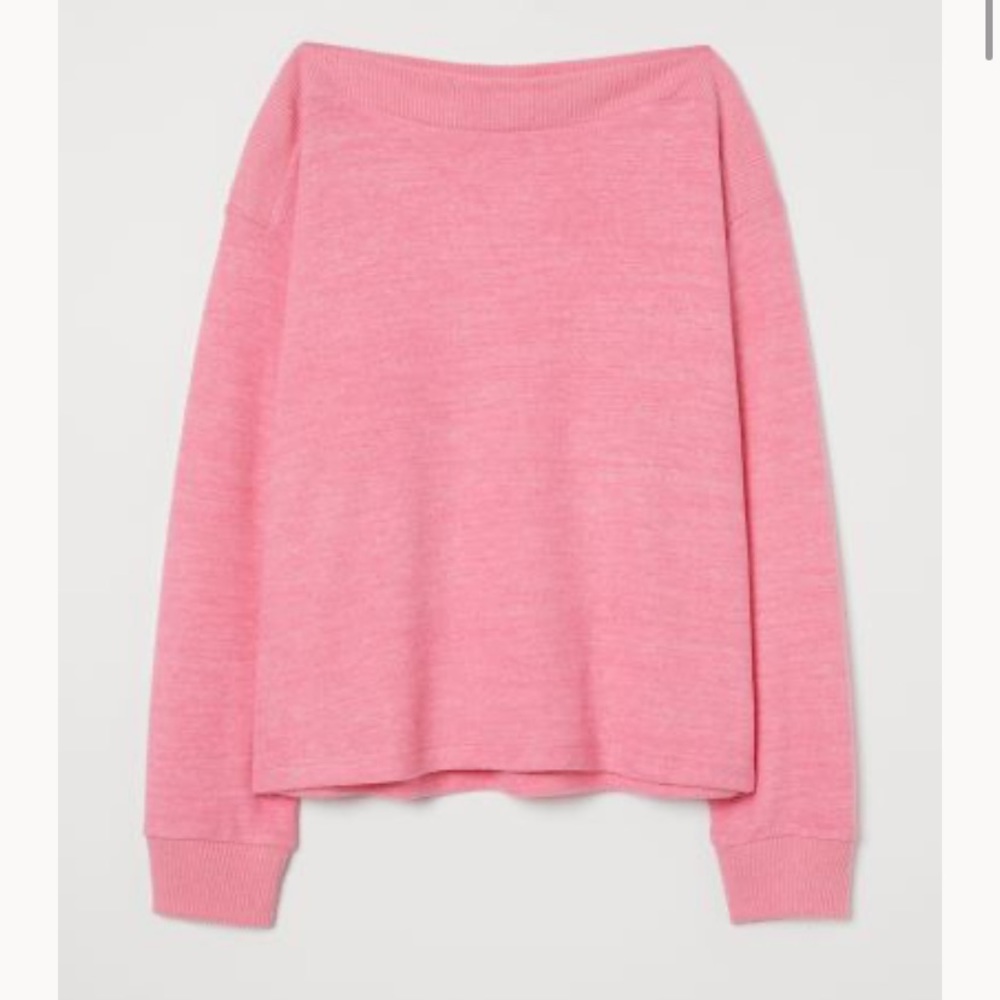 H&M PINK MELANGE BOATNECK SWEATER :: NWT